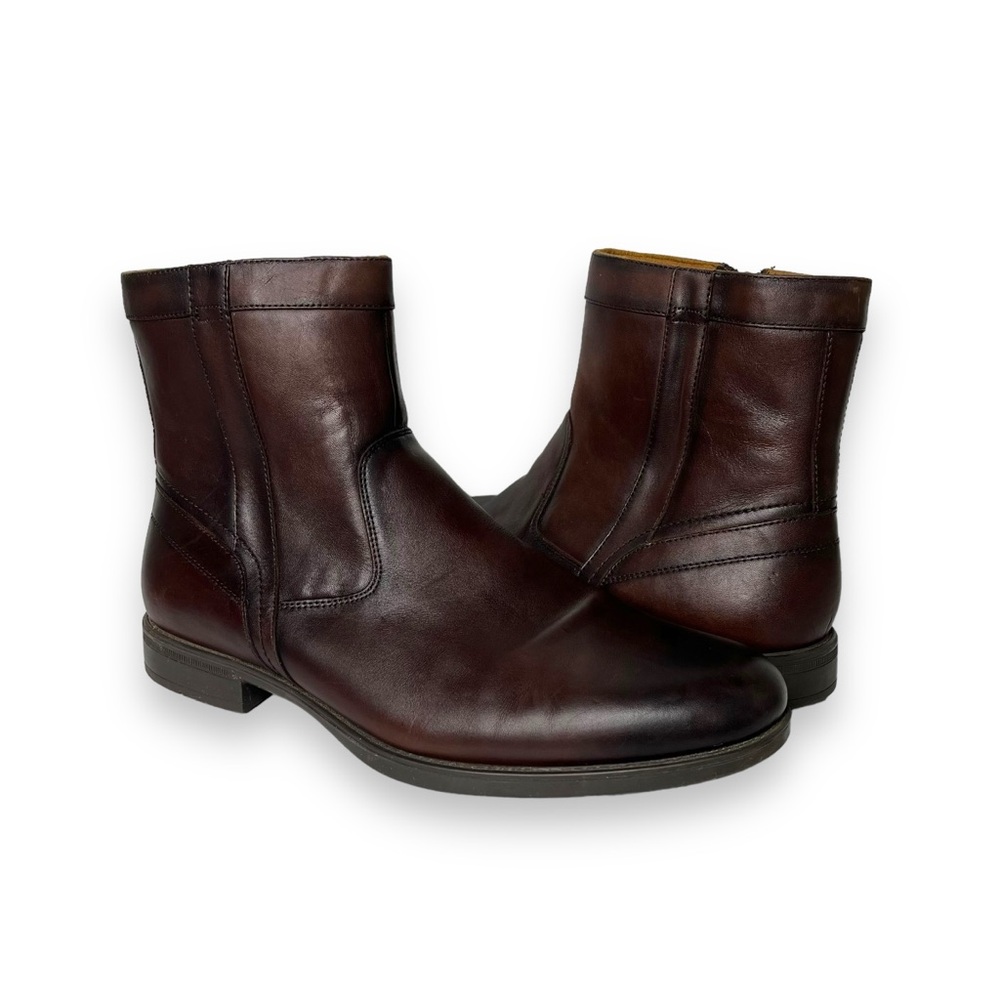 Florsheim Men’s Medfield Dark Brown Leather Plain Toe Zip Dress Boot 12